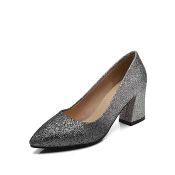 

In the spring and autumn fashion thick with high with shallow mouth sequins light pointed mouth