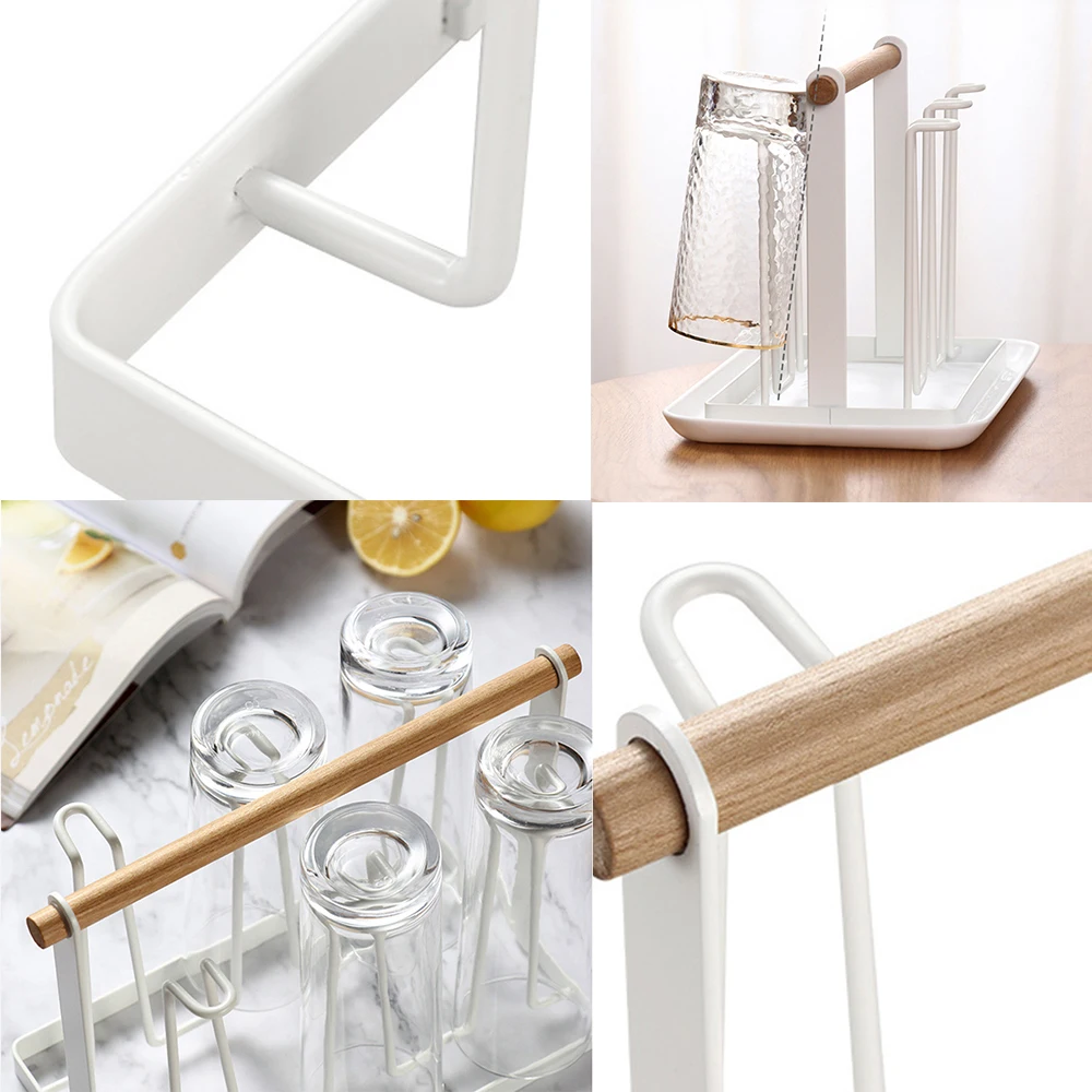 

Home storage organizer cup holder high quality storage rack glass tray household dustproof drain cup shelf rack space saving