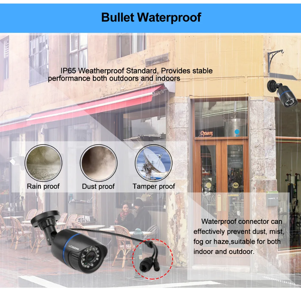 MISECU 1080 P IP 2.0Mp 20fps Indoor/Outdoor Full HD Камера 1/2. 7 'ƈ.0Mp 24 шт. ABS безопасности ONVIF ИК Ночное
