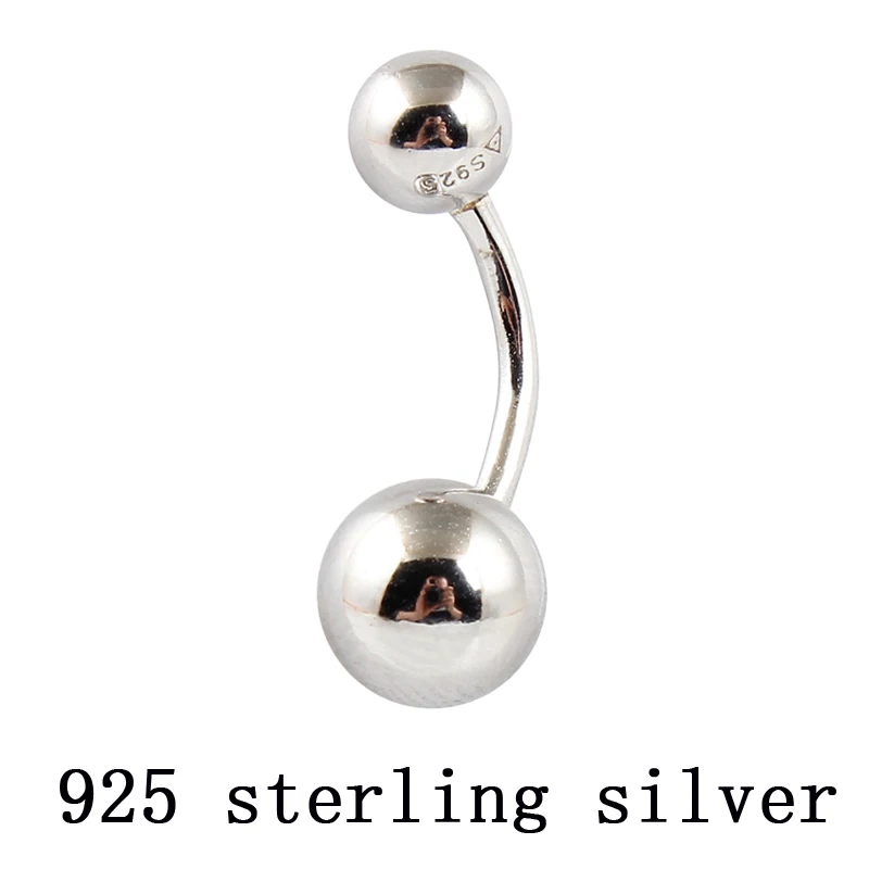 

925 sterling silver wholesale belly button rings ball body jewelry navel rings free shipping piercing jewelry navel bar