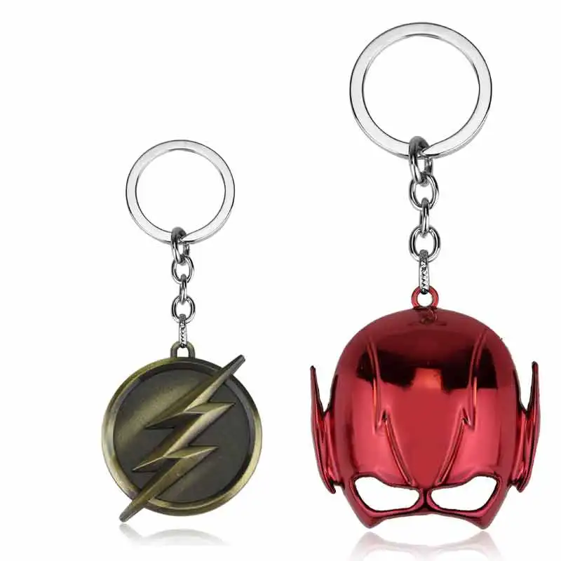 

DC Comics The Flash Lightning Keychain Red Gold Logo Metal Keychain Keyring Fashion Gift Key Chain Ring Holder for Car Souvenirs