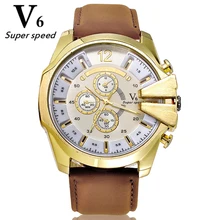 V6 Chaude haute qualité classique styles hommes et femmes montre de mode Collocation grand cadran quartz marque montres véritable bracelet en cuir