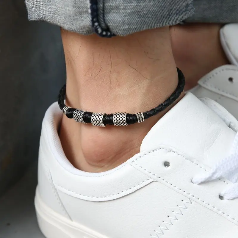 

Personality Simple Style Leather Cord Lucky Bracelet Anklet Adjustable for Men Women Bracelets Jewelry Couples Style New Arrive