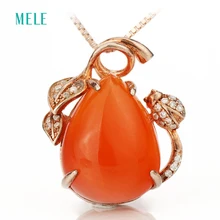 MELE натуральный красный агат серебряный кулон, груши 13 мм* 18 мм, глубокий и яркий красный цвет, приносит удачу вам, романтический стиль