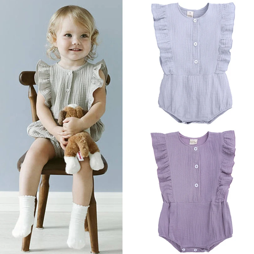 

2019 Toddler Newborn Kid Baby Girl Clothes Summer Short Sleeve Romper Casual Solid Jumpsuit Outfits Infantil Clothing Costume