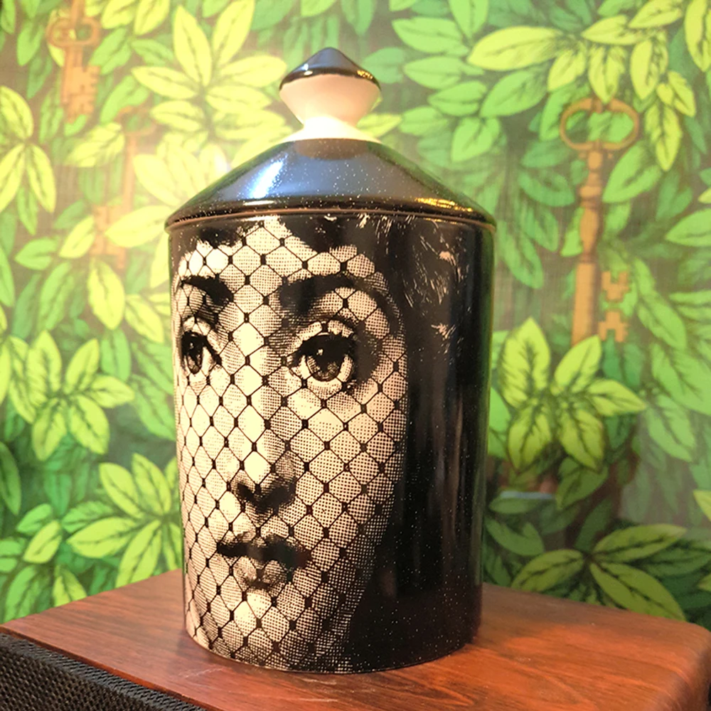 Fornasetti شمعة حامل Diy اليدوية الشموع جرة الرجعية لينا الوجه صندوق تخزين السيراميك Caft المنزل الديكور Jewerlly صندوق تخزين Fornasetti شمعة حامل Diy اليدوية الشموع جرة الرجعية لينا الوجه صندوق تخزين السيراميك Caft المنزل الديكور Jewerlly صندوق تخزين