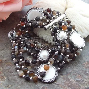 

B061312 7Strands 8'' White Coin Pearl Bracelet
