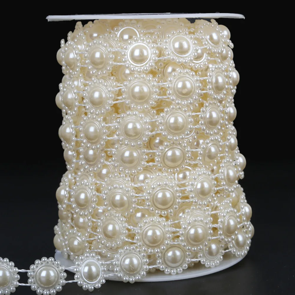 

Multi Sizes 2m-5m Flower Shape Flatback Ivory Imitation Natural pearl Beads Craft Decoration DIY Jewelry Finding Accessories