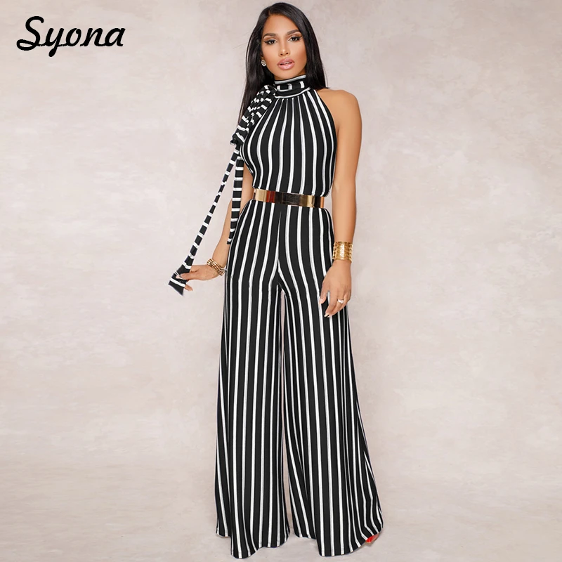 Sexy Stripe JUMPSUIT Elegant Wide Leg ...