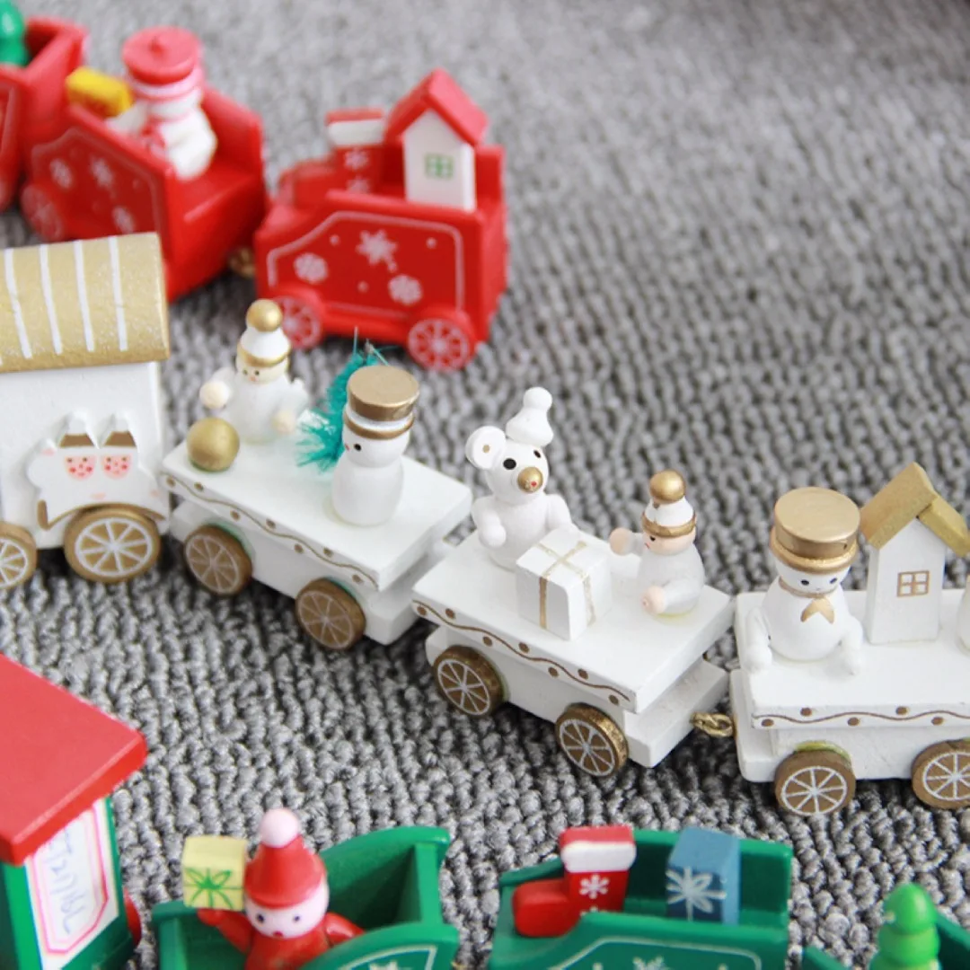 New Christmas Creative Wooden Train Santa Claus Festival Ornament Kids Gift Toy New 2 Color