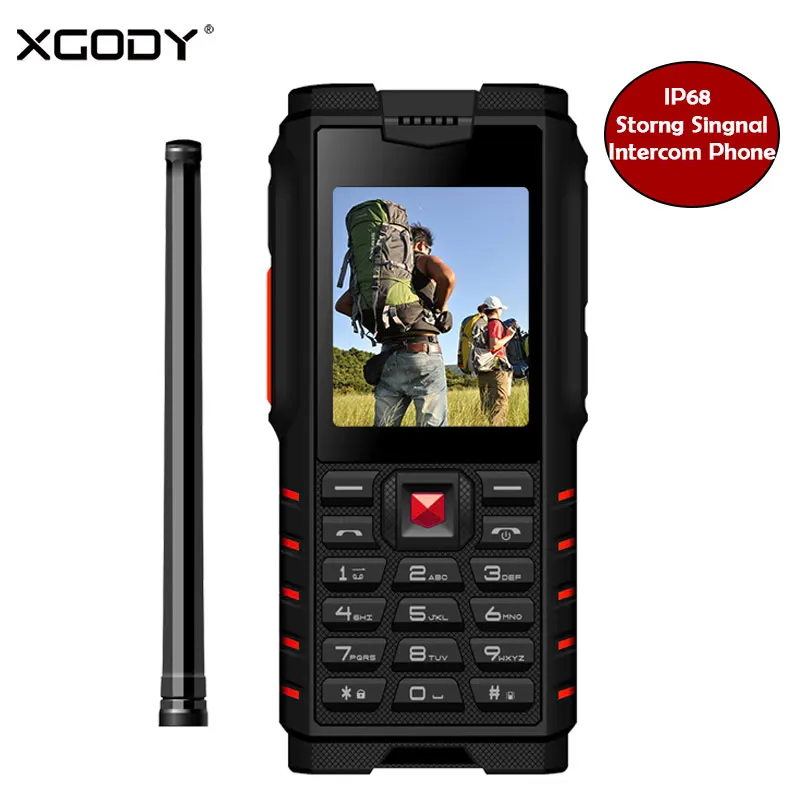

XGODY ioutdoor T2 Shockproof Feature Phone ip68 Walkie-talkie Intercom 4500mAh Power Bank 2.4 Inch 2G GSM Unlocked Smartphone