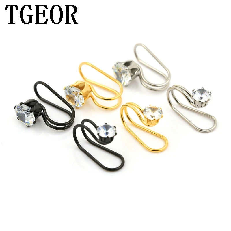 

new 20PCS stainless steel titanium plated colors ear claw gem crown CZ cubic zircon fake ear claw Earring Free shipping