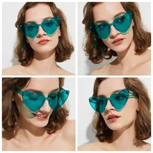 Ретро оттенки для женщин любовь в форме сердца солнцезащитные очки брендовая дизайнерская мода Cateye без оправы Солнцезащитные очки