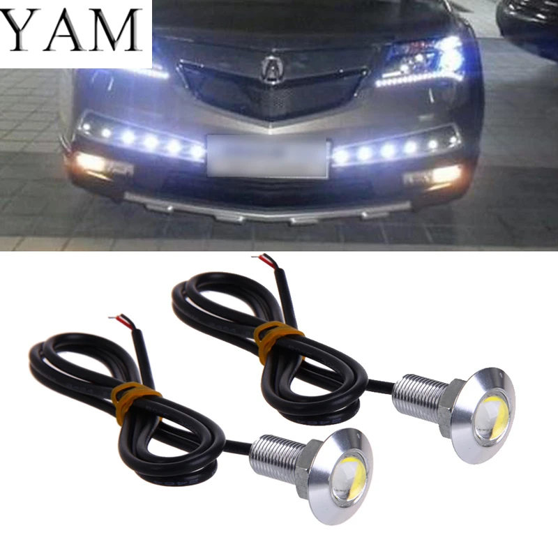 YAM 1 пара DC 12V 23mm Eagle Eye LED дневные ходовые огни DRL автомобильные лампы белого цвета
