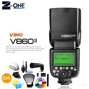 

Godox Ving V860II V860II-C 2.4G GN60 E-TTL HSS 1/8000s Li-ion Battery Camera Speedlite Flash for Canon Eos DSLR+Gift