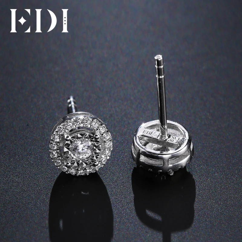 EDI Classic 0.28ttw круглые огранки натуральный бриллиант Soild 14k белое золото свадебные серьги для женщин ювелирные украшения