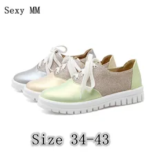 Женские лоферы на плоской подошве; дышащая женская обувь; повседневная обувь для катания на коньках; обувь на плоской платформе; большие размеры 34-40, 41, 42, 43