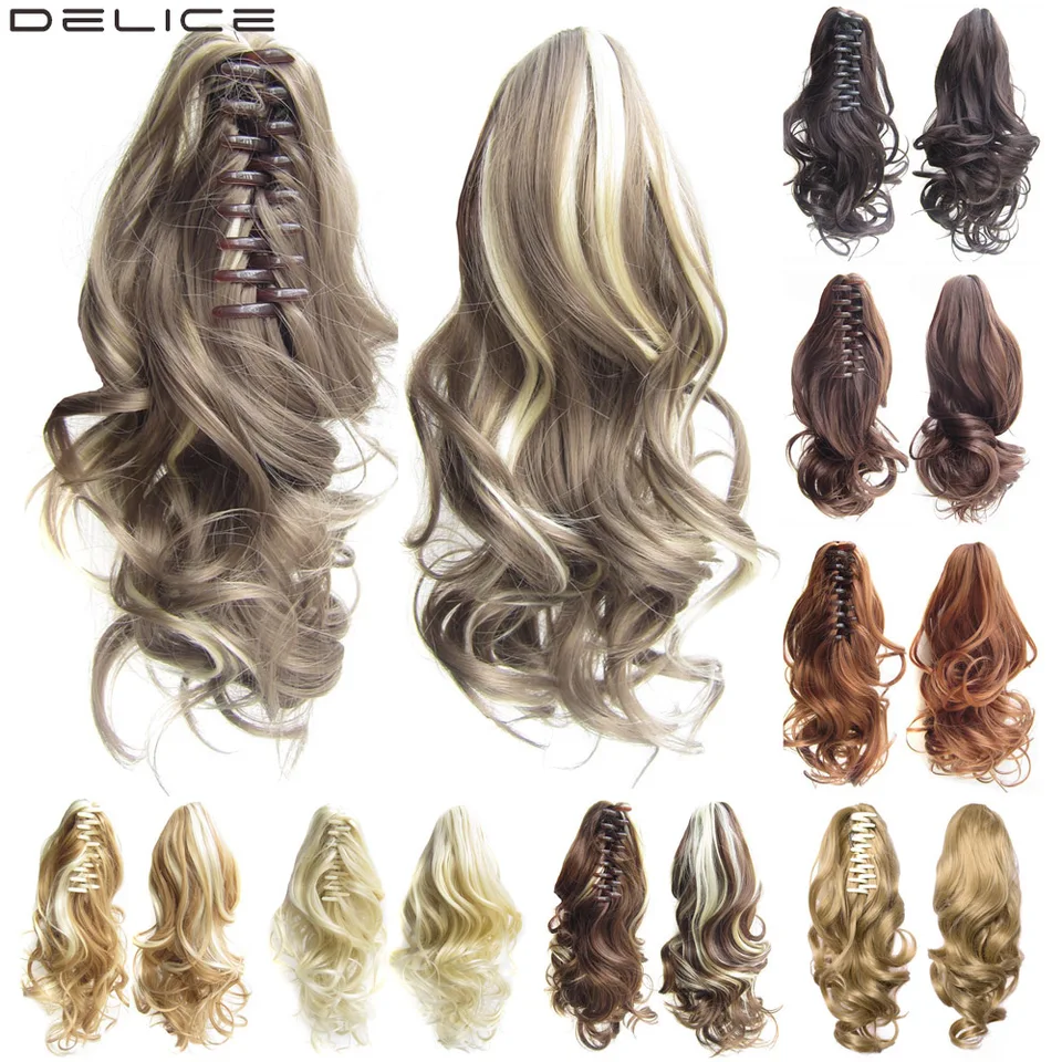 Delice Women S Curly Claw Short Ponytail Black Brown Synthetic Curly Claw Short Ponytail Black Brown