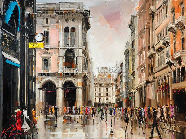 

Modern Abstract NEW YORK CITYSCAPE Oil Painting City Hand-painted on Canvas CITY palette knife canvas wall art home decors