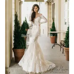 2019 пикантные очаровательные Русалка Sweethert Длинные рукава Свадебные платья для женщин Свадебные клиент