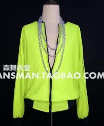 S-5XL! Новинка 2019 Мужская мода flash флуоресцентный зеленый блестками бейсбол куртка костюм пальто певица одежда