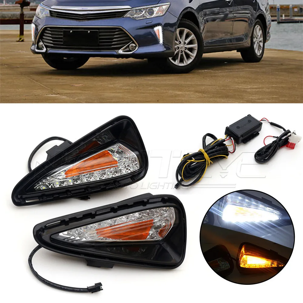 

For TOYOTA CAMRY 2015 Car-special LED Daytime Running Light with Turn Signal Yellow DRL D15