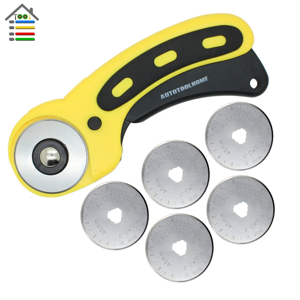 

45mm Rotary Cutter with Replacement 5pc Blades Paper Vinyl Fabric for OLFA Cutting Tools Circular Patchwork leather craft