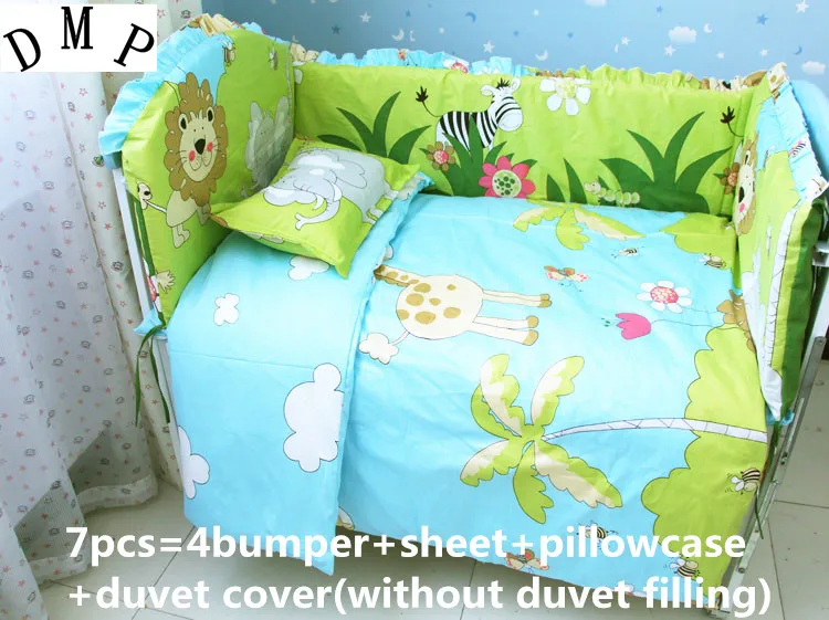 Discount! 6/7pcs Lion Newborn Baby Bedding Sets Baby Girl Boy Cartoon Children,120*60/120*70cm