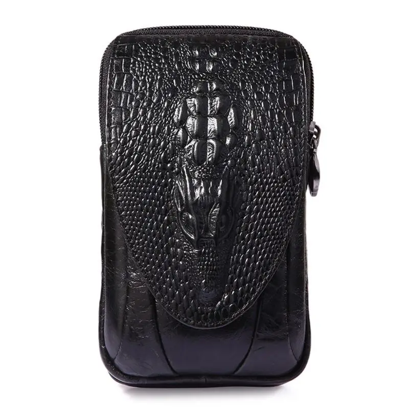 

Men Leather Crocodile Cell Phone Pouch Case Cover Skin Belt Purse Fanny Pack Waist Bag