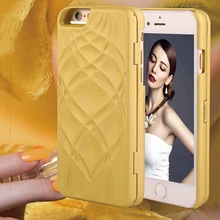 I5 5S espelho maquiagem cosméticos casos de telefone de couro fino para iphone 6 6 S Cobertura de Luxo 3D Caso Capa Carteira Aleta para IPhone6 6 S Plus