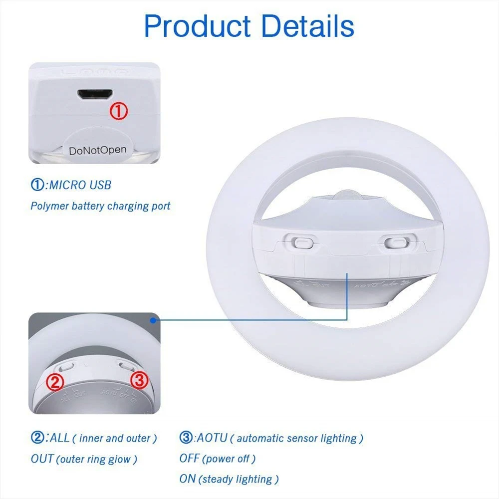 USB Перезаряжаемый датчик движения Ночной светильник НЛО инфракрасная индукция человеческого тела вращение на 360 градусов интеллектуальная креативная настенная лампа