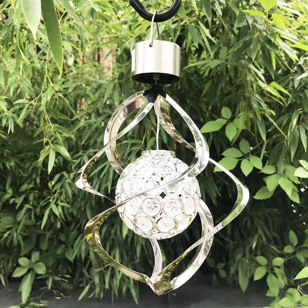 HobbyLane LED из нержавеющей стали на солнечных батареях полый шар ветер Chime лампа для