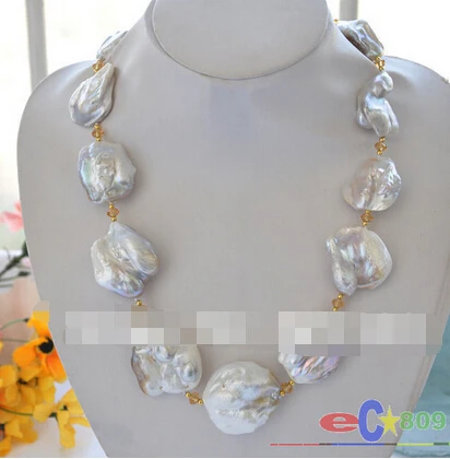 

Free shipping >>@ 893 HUGE nature baroque white KESHI REBORN PEARL citrine NECKLACE 20inch