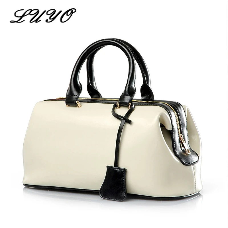 Vintage Fashion Classic Doctor Bag Genuine Leather Bag Famous Brand Designer Women Handbags High Quality Ladies Real Leather Bag