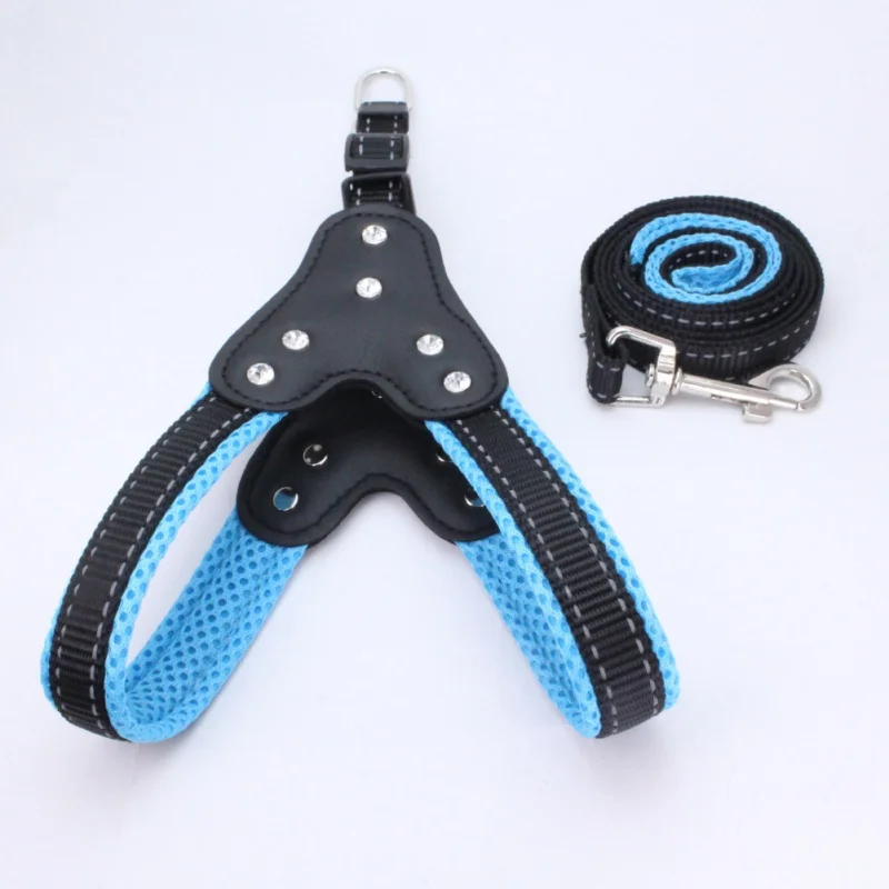 Dog Harness Mesh Pet Chest Back With Traction Belt For Dogs Reflective 6 Colors Daily Training Walking | Дом и сад