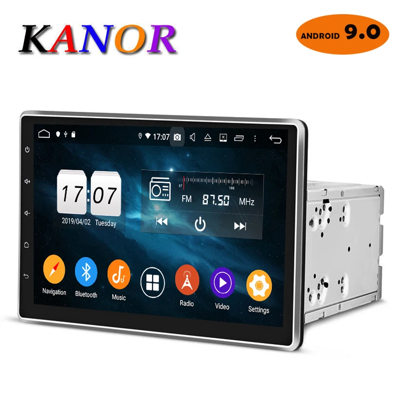 KANOR Android 9.0 Octa Core 4g 10.1 inch IPS 2 din Car GPS DVD Player Bluetooth Stereo Autoradio 2din Car Radio Multimedia