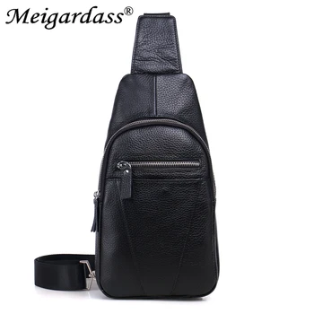 

MEIGARDASS Genuine Leather Chest Bags Men Fashion Sling Shoulder Bag Male Messenger Bag Travel Crossbody Bags For Men Chest Pack