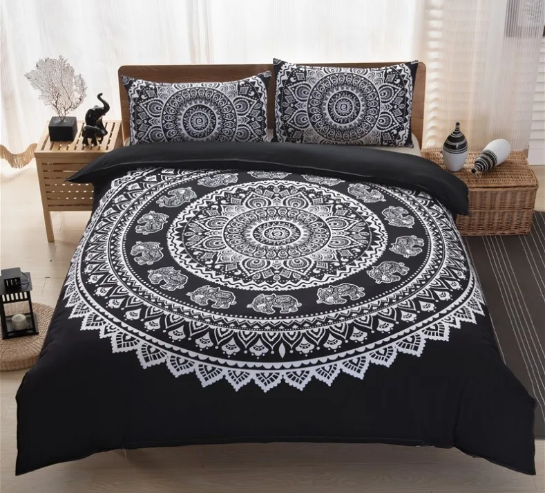 Boho Bedding sets Mandala Bohemian duvet cover qulit covers Black and