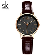 SK Brand Classic Black Women Watches Ladies Quartz Analog Clock Girl Casual Watch Women’s Leather Wrist Watches Montre Femme