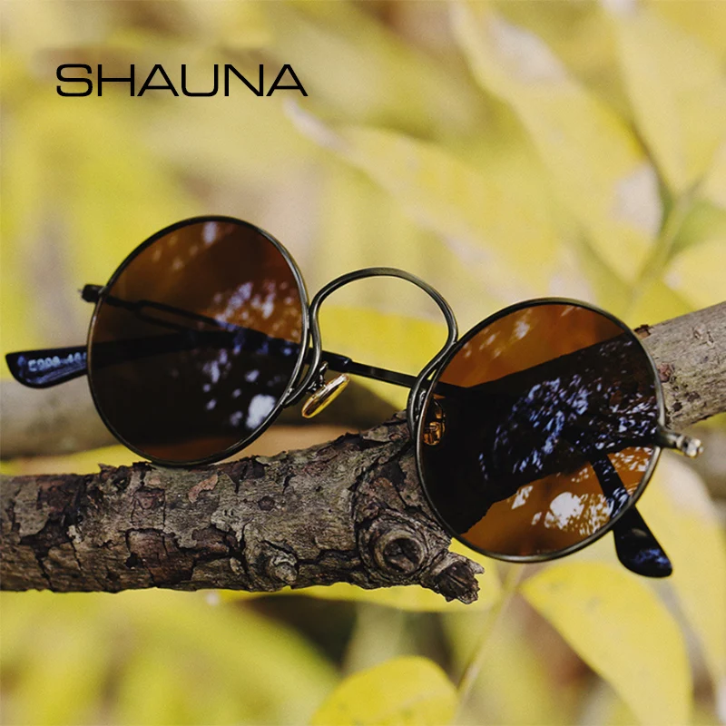 

SHAUNA Retro Round Polarized Sunglasses Men Elastic Metal Frame Fashion Punk Shades Women