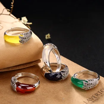 

2018 Hot Sale S925 Pure Silver Mark Sunriser Sets Yellow Chrysoprase Pomegranate Red Lady Ring Wholesale High-grade Openings