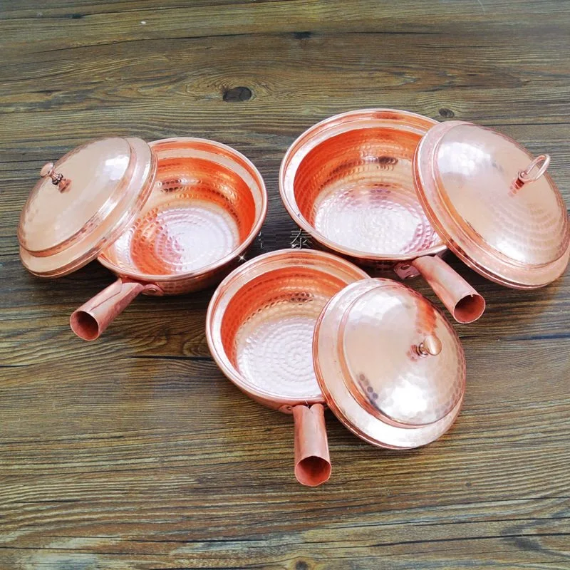 1 PC Pure Copper Hot Pot Purple Yuan Yang Pot Handmade Upscale Wedding