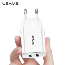 USAMS 5 В/2.1A USB зарядное устройство для мобильного телефона зарядное устройство для iPhone samsung 1 2 USB EU/US вилка настенное зарядное устройство для iOS/Android телефон зарядное устройство s