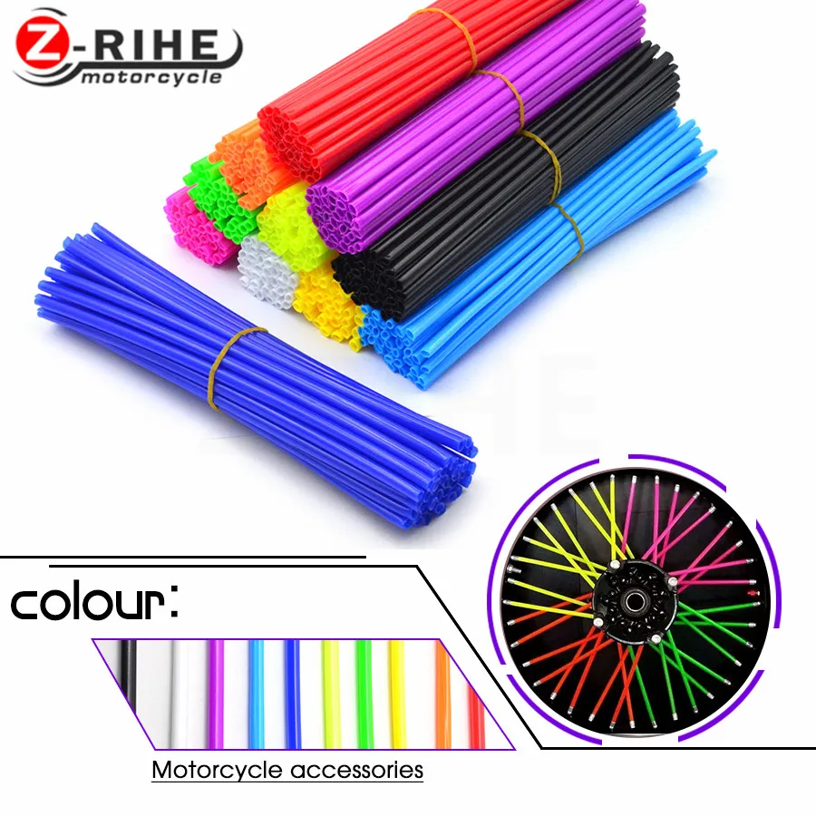 72Pcs Motorcycle Wheel Rim Spoke Skins Covers Wrap Tubes Decor Protector Universal For YAMAHA KAWASAKI zx6r bmw KTM HONDA