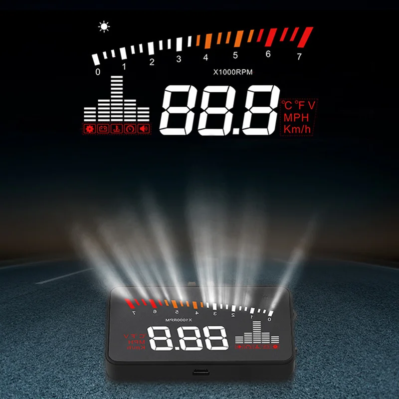 Car HUD Head Up Display OBD II EOBD Overspeed Warning System Projector Windshield Auto Electronic Voltage Alarm Car Accessories