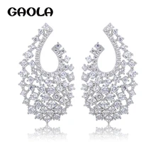 Дизайн Новое поступление элегантные романтические массивные микро-вставки круглые большие серьги-гвоздики с кристаллами свадебный подарок для женщин GLE5336