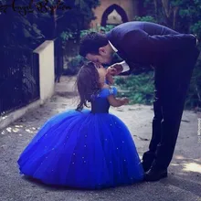 Сказочное голубое платье принцессы Золушки; Детский конкурс красоты; бальное платье с открытыми плечами; Пышное фатиновое платье-пачка для дня рождения