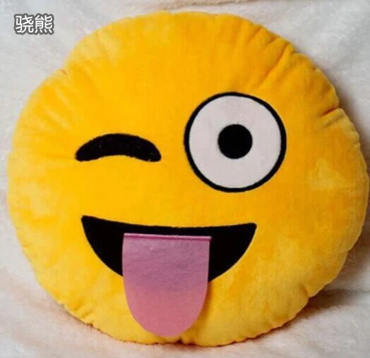 

Fashion 19 Style Soft Yellow Smiley QQ Expression PP Cotton Round Emoji car Cushion Pillow 30*30cm For Home Decoration