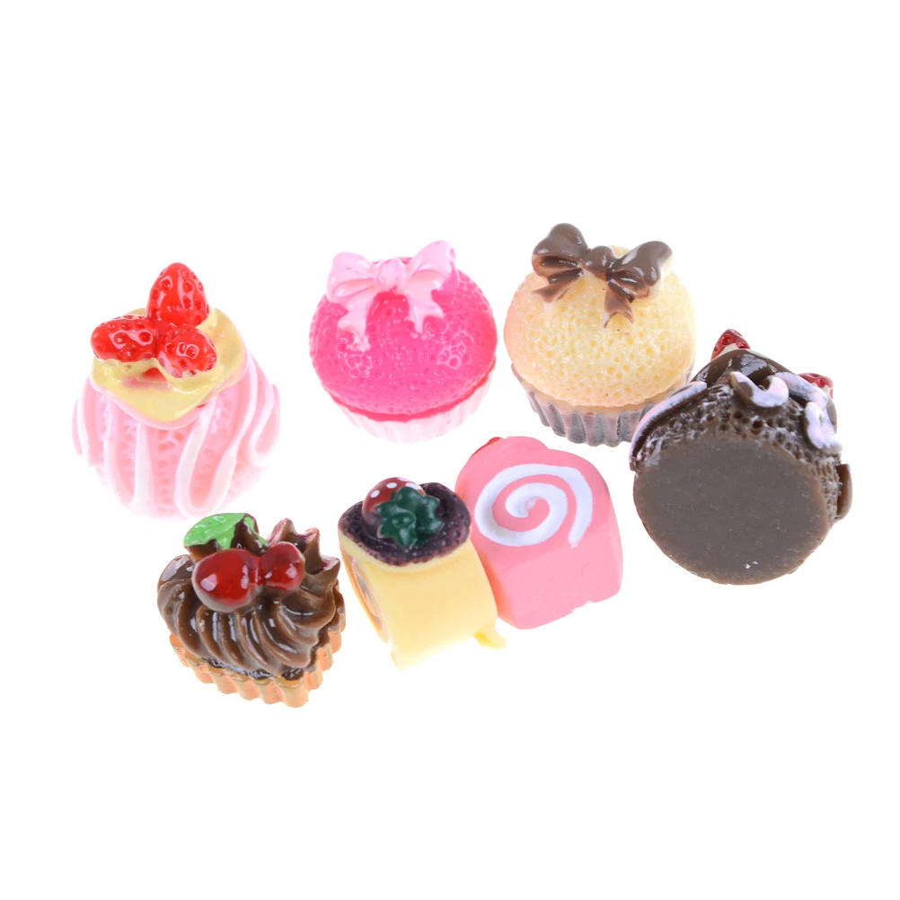 2 PCS DIY Pretend Cake Kitchen Food Toys 1:12 Dollhouse Miniature Diy Home Decoration appro11*12mm