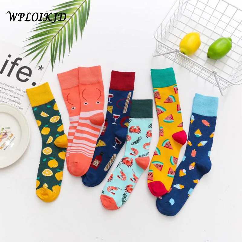 

[WPLOIKJD]Movement Casual Hip Hop Snacks Ice Cream Fruit Socks Harajuku Vintage Art Trend Socks Funny Sokken